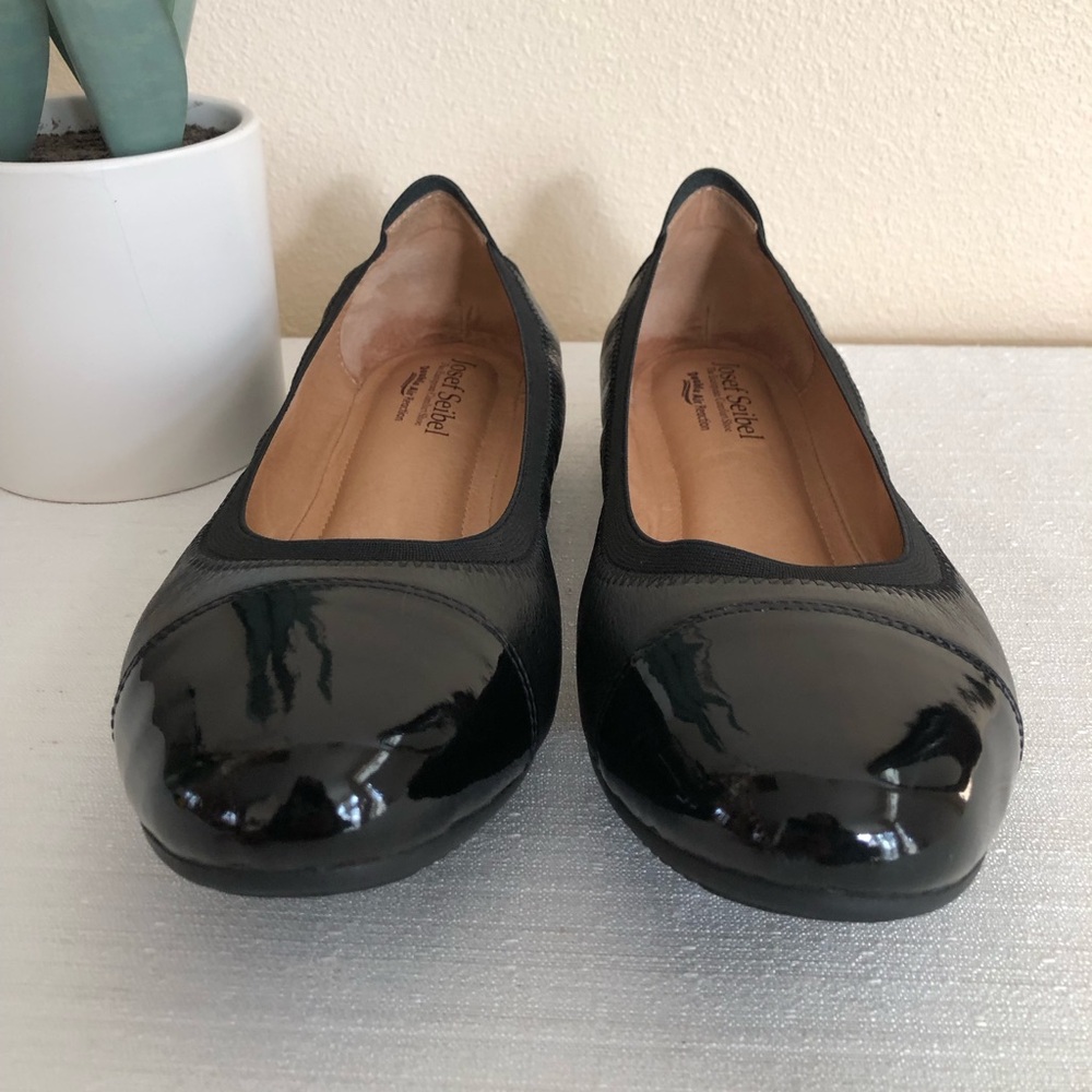 Josef Seibel Black Cap Toe Leather Elegant Ballet Flats Women’s EU42 US10-10.5 - Picture 4 of 14